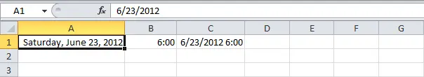 Date and time formats in Excel