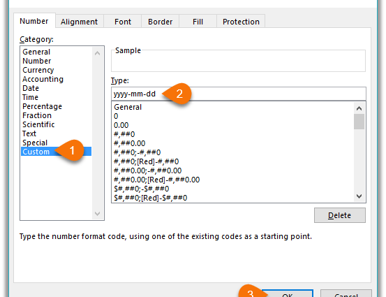 Date and time formats in Excel