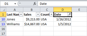 Date Filters in Excel