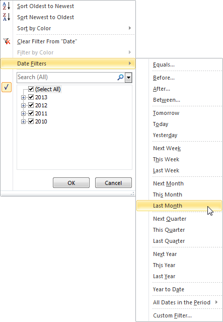 Date Filters in Excel