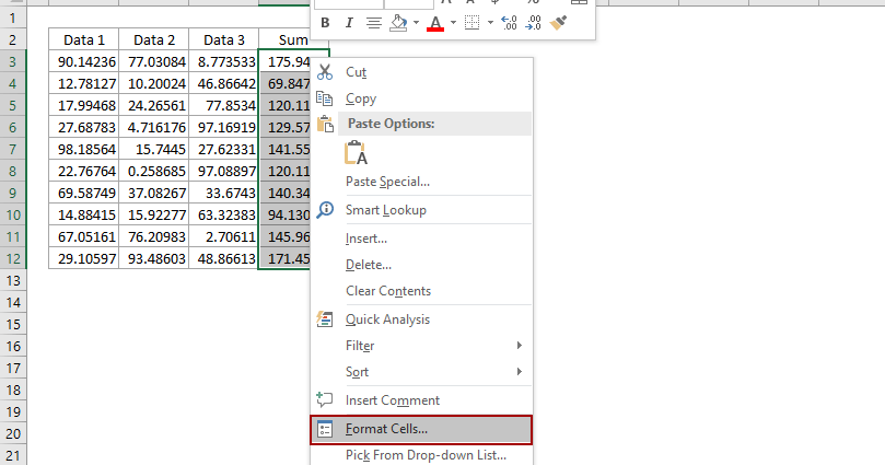 Decimals in Excel