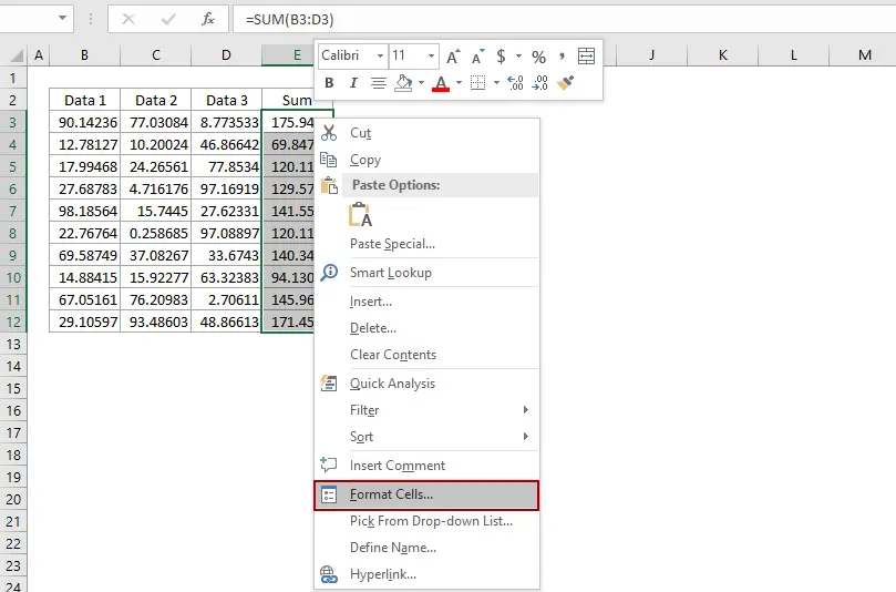 Decimals in Excel