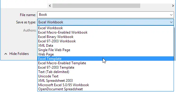 Default Templates in Excel