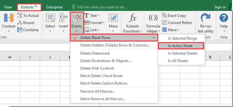 Deleting a Page in Excel