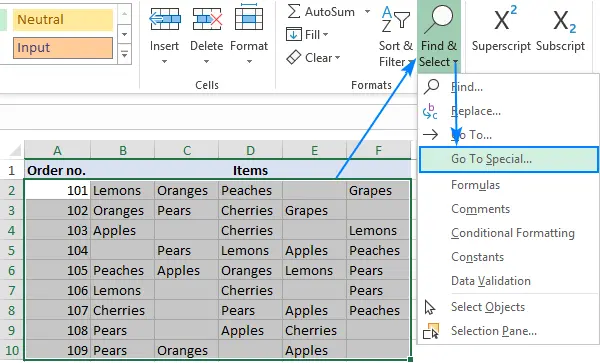 Deleting cells in Excel