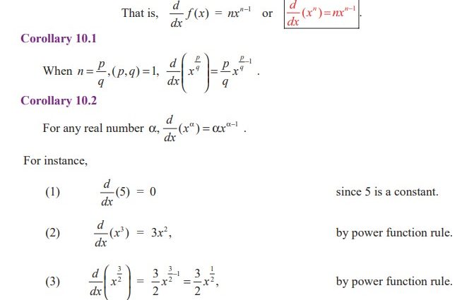 Derivatives of elementary functions