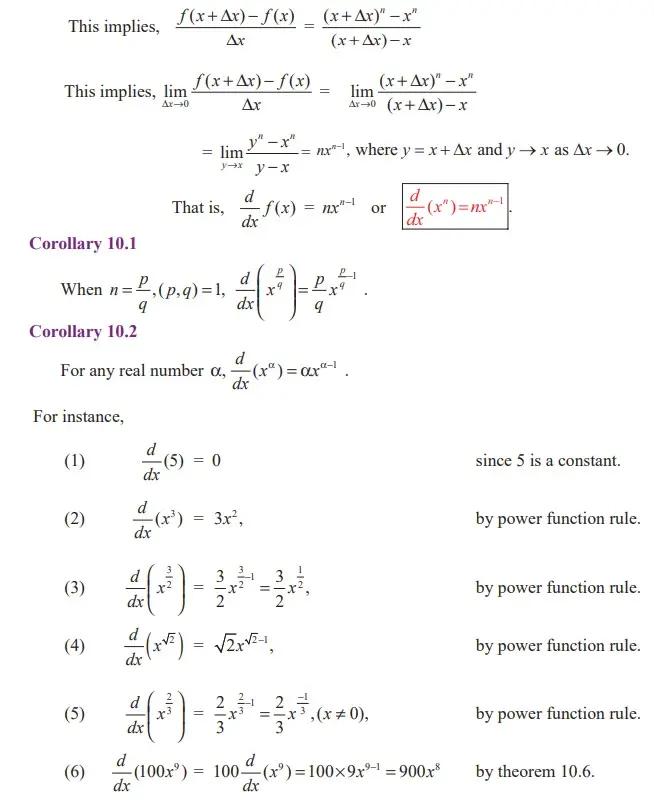 Derivatives of elementary functions