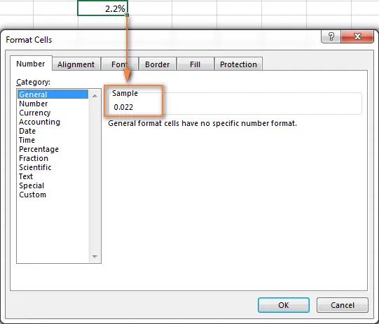 Display percentages in Excel