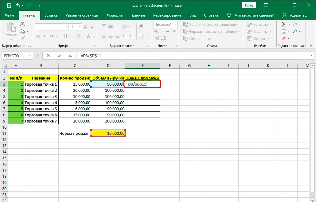 Division in Excel. How division works in Excel