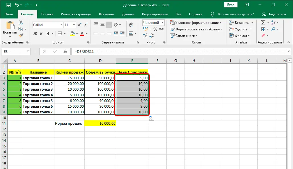 Division in Excel. How division works in Excel