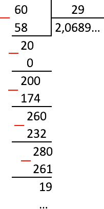 Division of a natural number by a decimal fraction