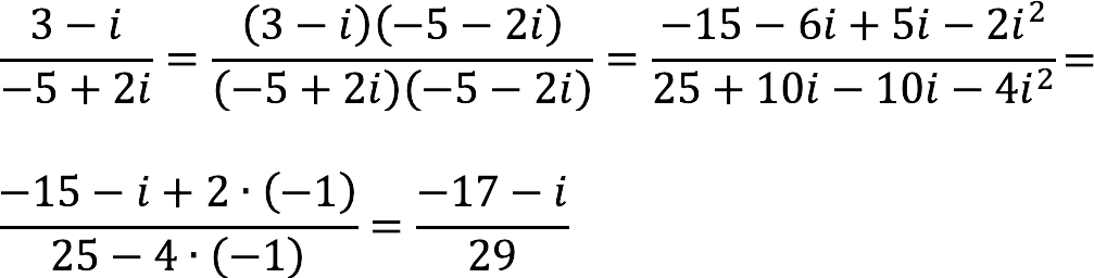 Division of complex numbers