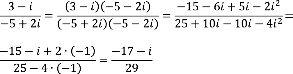 Division of complex numbers