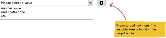Drop-down list with new items added