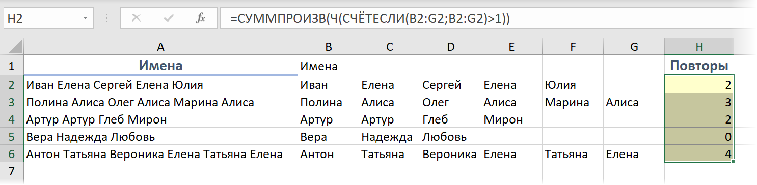 Duplicates inside a cell