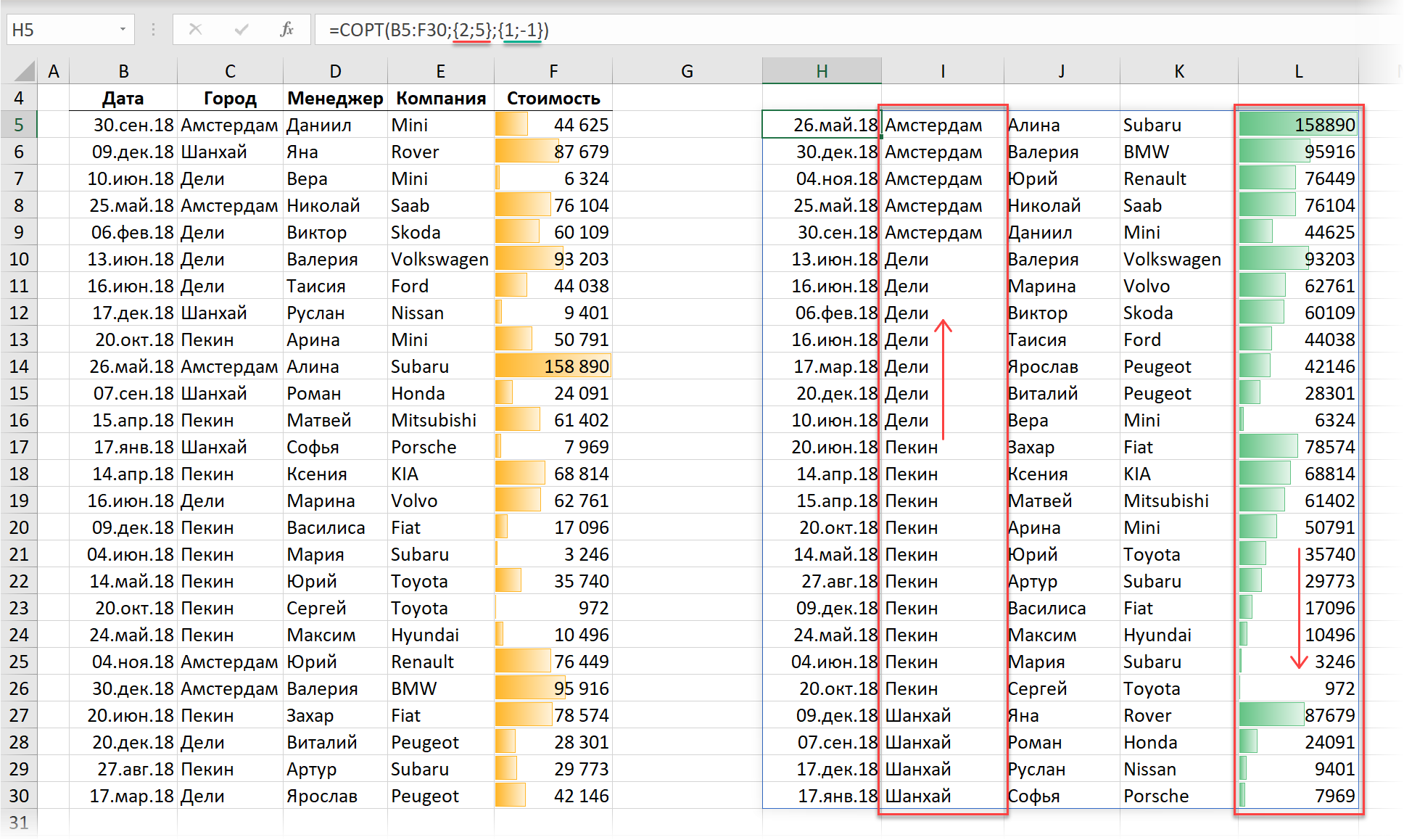 Dynamic array functions: SORT, FILTER and UNIC