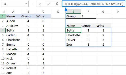 Dynamic array functions: SORT, FILTER and UNIC