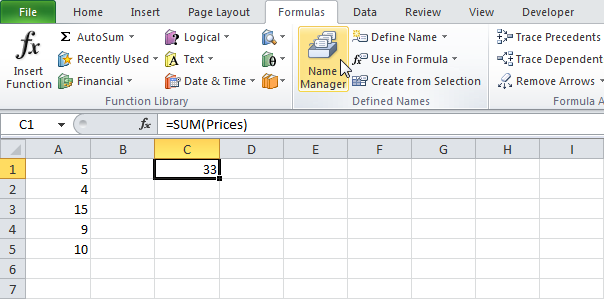 Dynamic Named Range in Excel