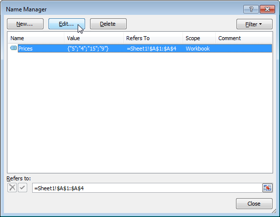 Dynamic Named Range in Excel