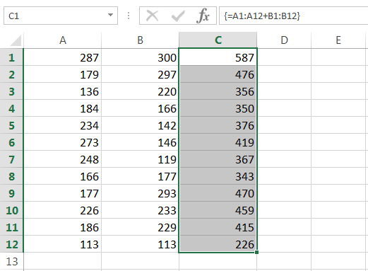 Editing array formulas in Excel