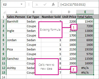 Editing array formulas in Excel