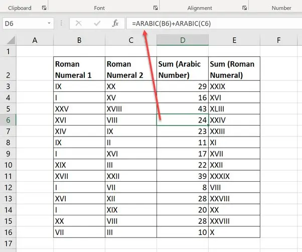 Entering and pasting Roman numerals in Excel