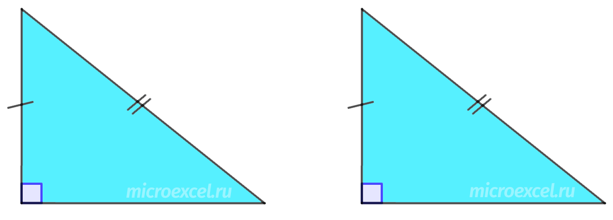 Equality tests for right-angled triangles