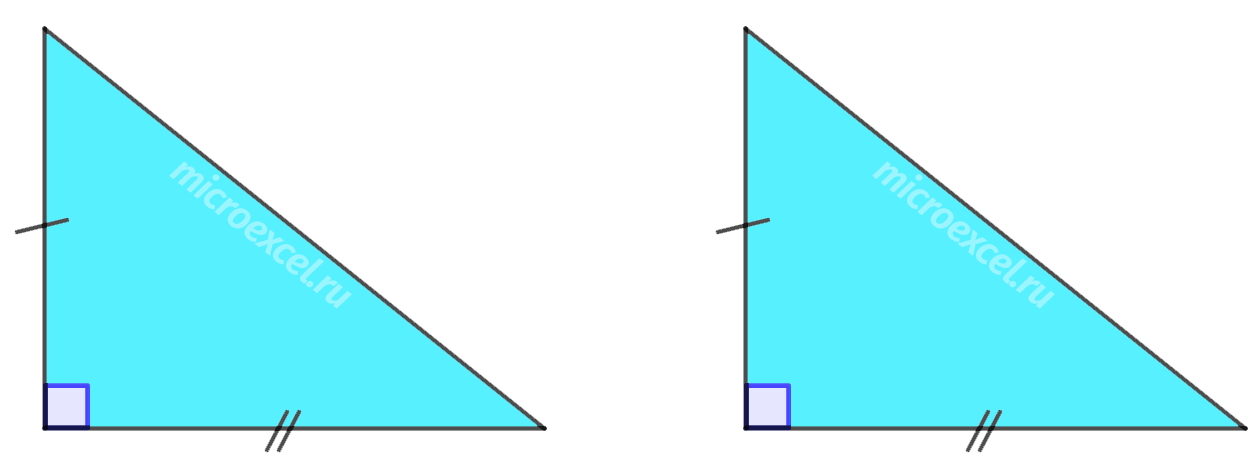 Equality tests for right-angled triangles