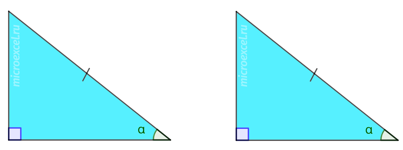 Equality tests for right-angled triangles