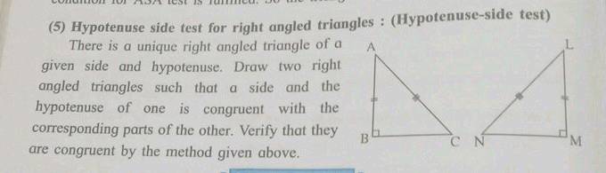 Equality tests for right-angled triangles