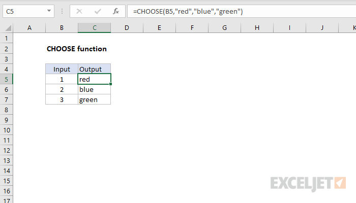 Fungsi Excel: pilihan parameter