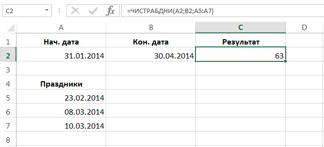 Excel functions for calculating dates and times