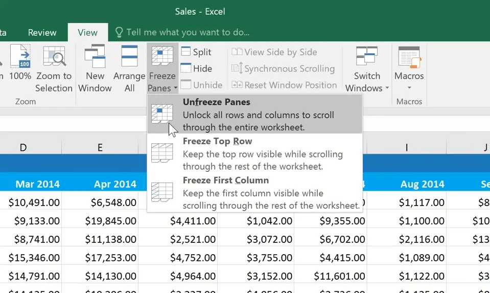 Excel page does not scroll down. What to do