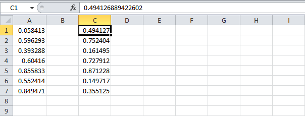 Excel random numbers