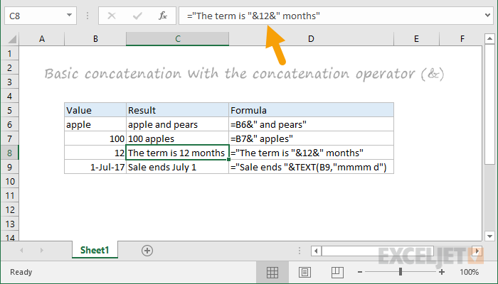 Excel terms: Concatenation operator