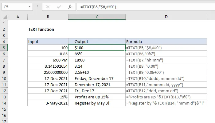 Excel text functions in examples