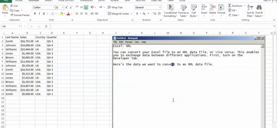 Flytja Excel út í XML og öfugt