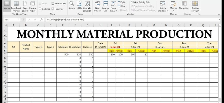 Kalendaryo ng pabrika sa Excel