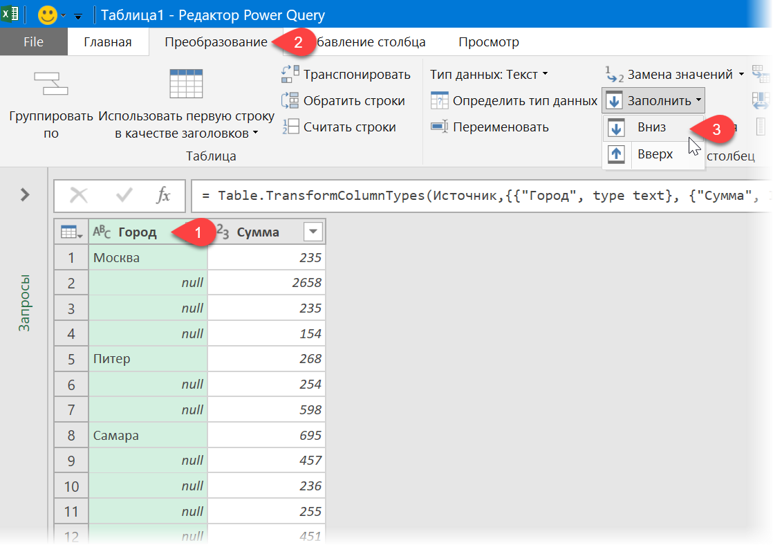 Filling empty cells with values ​​from adjacent cells