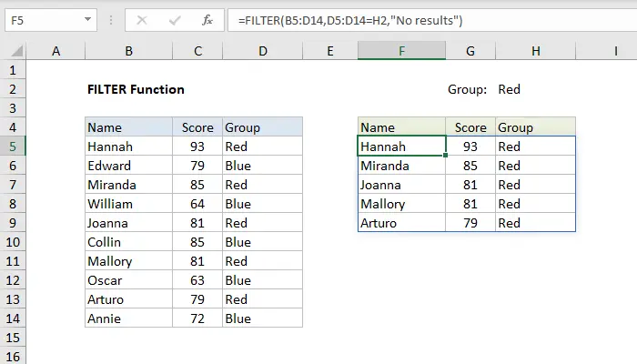 Filter in Excel