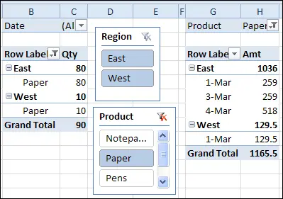 Filtering Multiple PivotTables Simultaneously