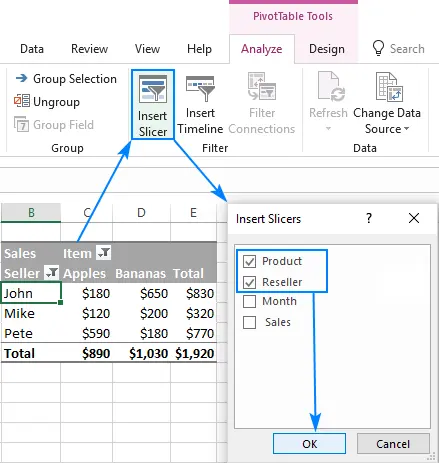 Filtering PivotTables with Slicers and Scale