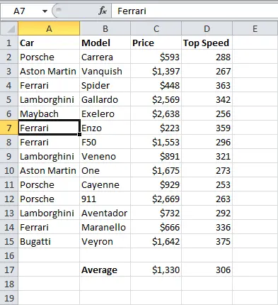 Find and Select in Excel