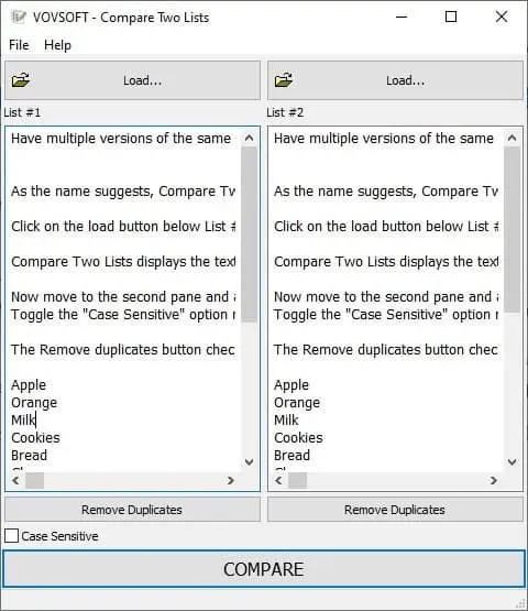 Finding differences in two lists