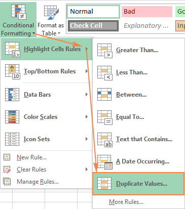 Finding duplicates in Excel using conditional formatting