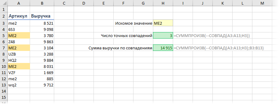 Finding Exact Matches with Case Sensitivity with the EXACT Function