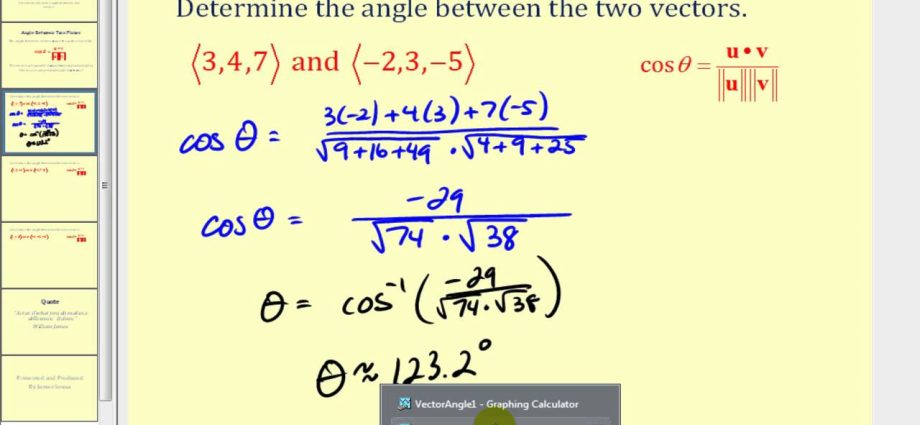 Finding the angle between vectors