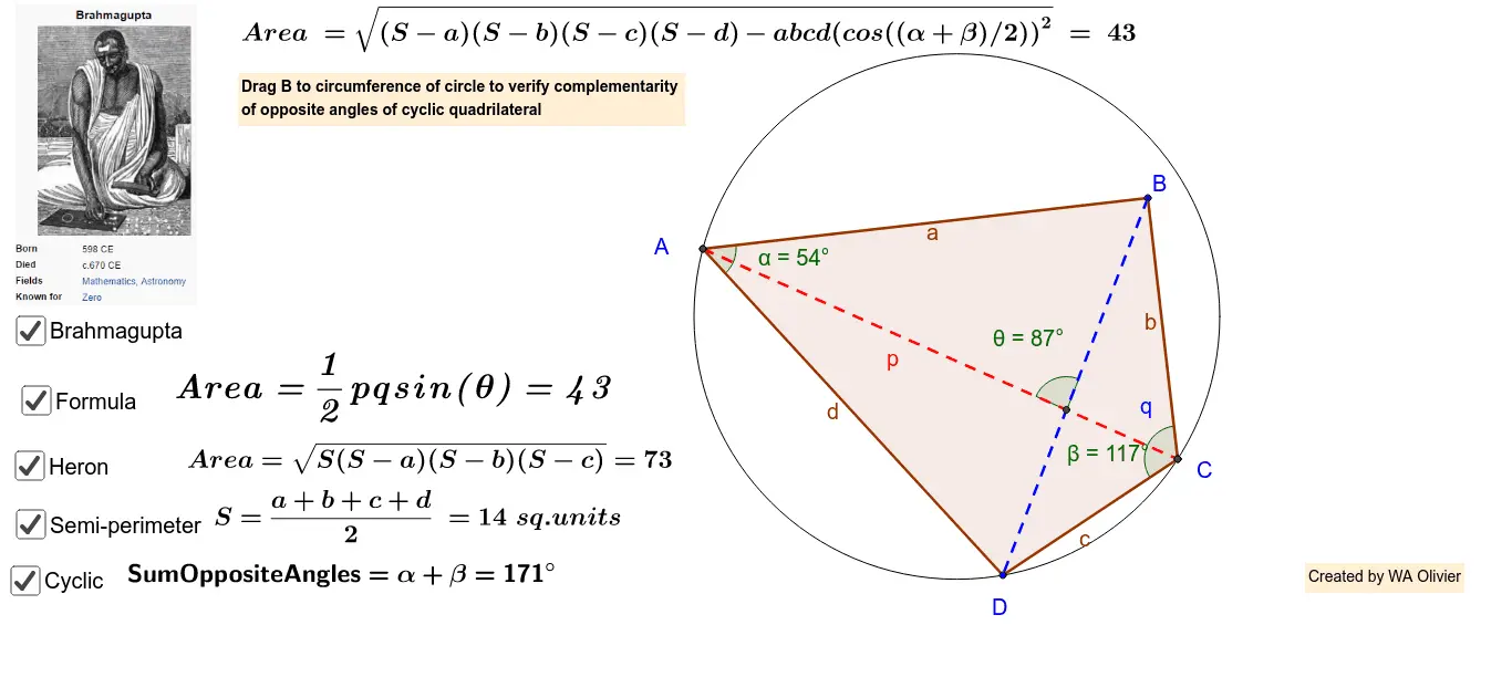 Finding the area of ​​a convex quadrilateral: formula and example