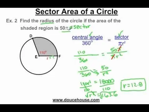 Finding the area of ​​a sector of a circle