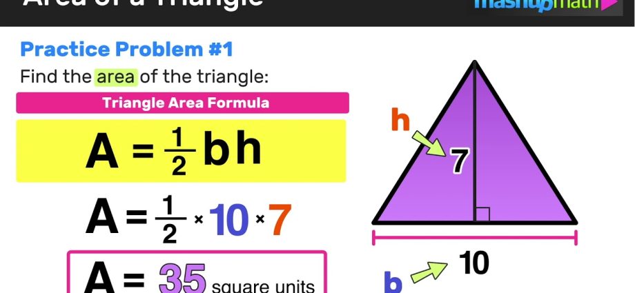 Het gebied van een driehoek vinden: formule en voorbeelden